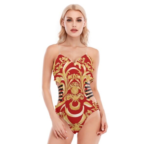 fullbreedcustom Print Women's Tube Top Bodysuit With Side Black Straps