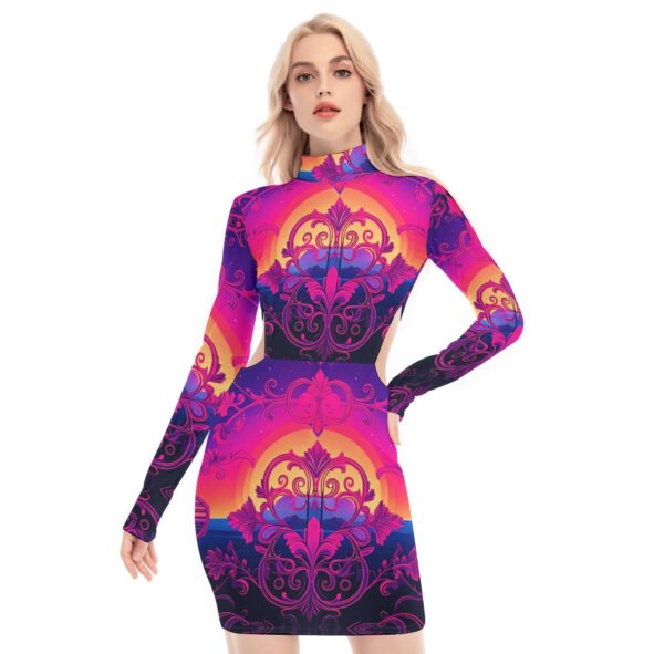 fullbreedcustom Print Women's Waist Hollow Hip Dress