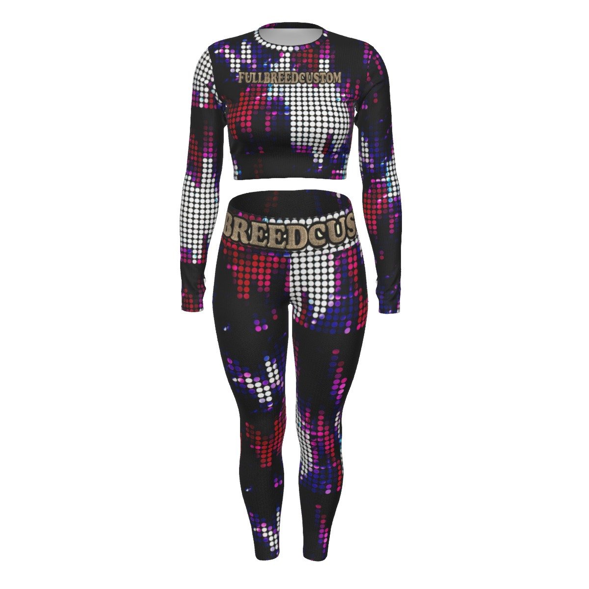 fullbreedcustom Print Women's Sport Set With Backless Top And Leggings