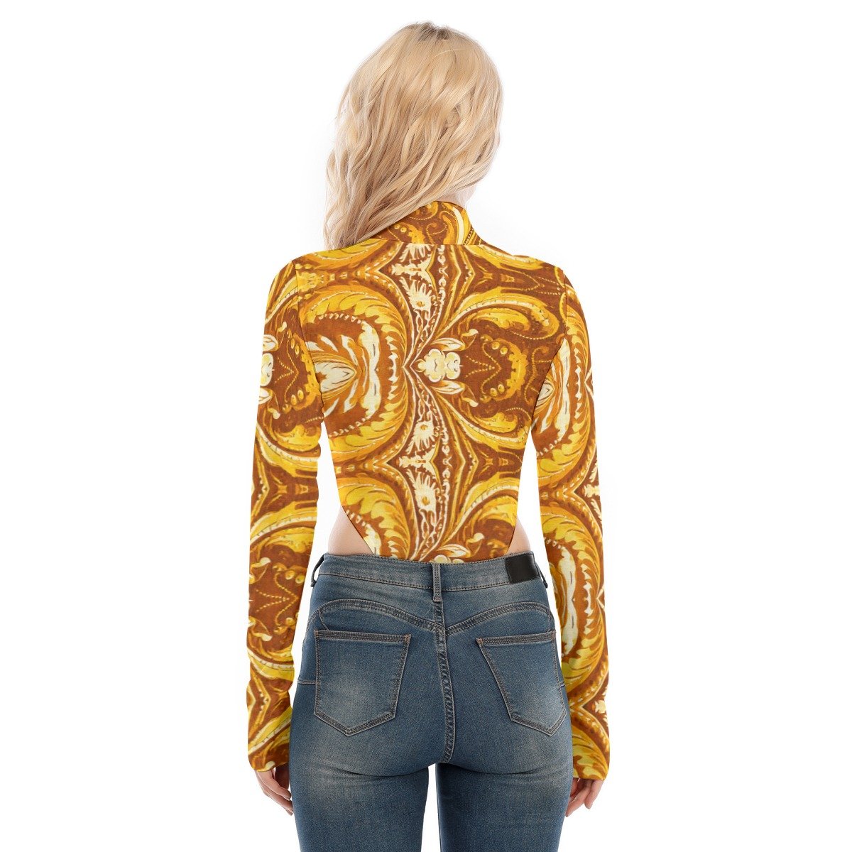fullbreedcustom Print Women's Turtleneck Long Sleeve Jumpsuits - Image 4