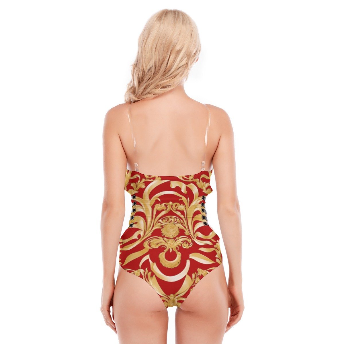 fullbreedcustom Print Women's Tube Top Bodysuit With Side Black Straps - Image 4