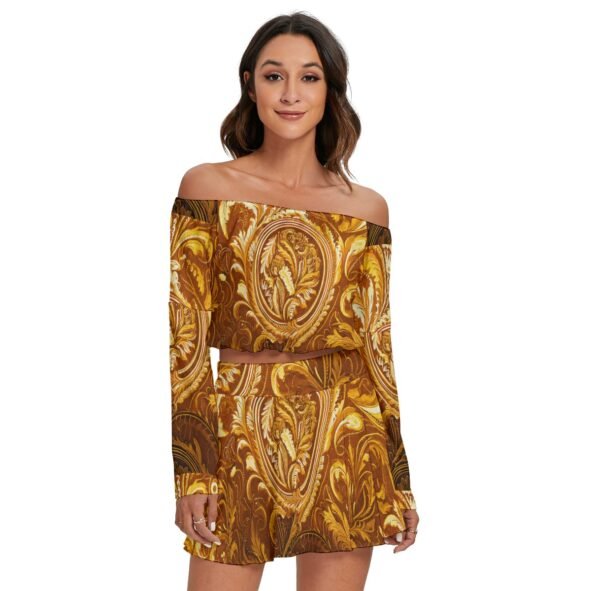 fullbreedcustom Print Women's Off-shoulder Top And Skirt Set