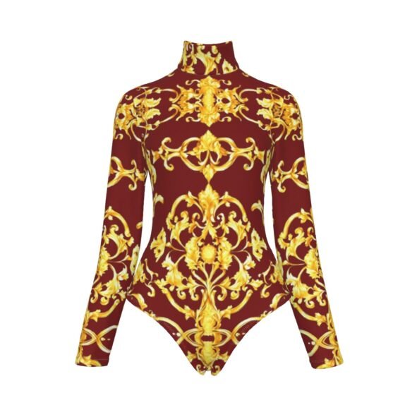 fullbreedcustom Print Women's Turtleneck Long Sleeve Bodysuit
