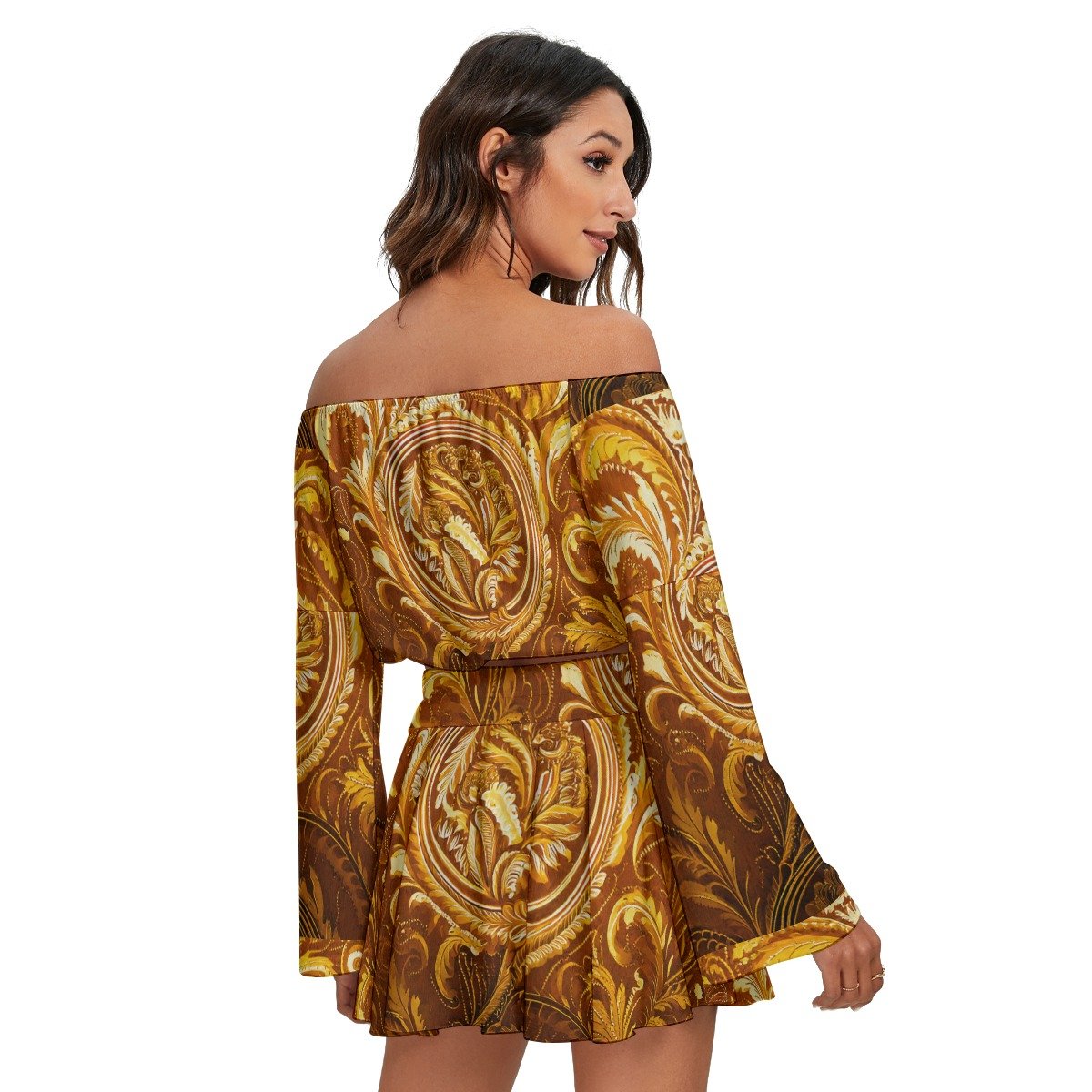 fullbreedcustom Print Women's Off-shoulder Top And Skirt Set - Image 4