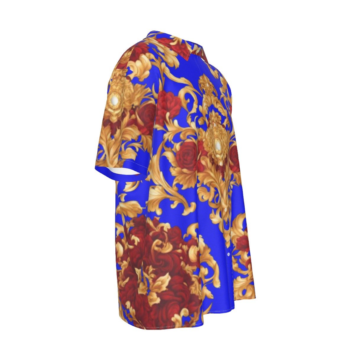 fullbreedcustom Print Men's Imitation Silk Short-Sleeved Shirt - Image 3