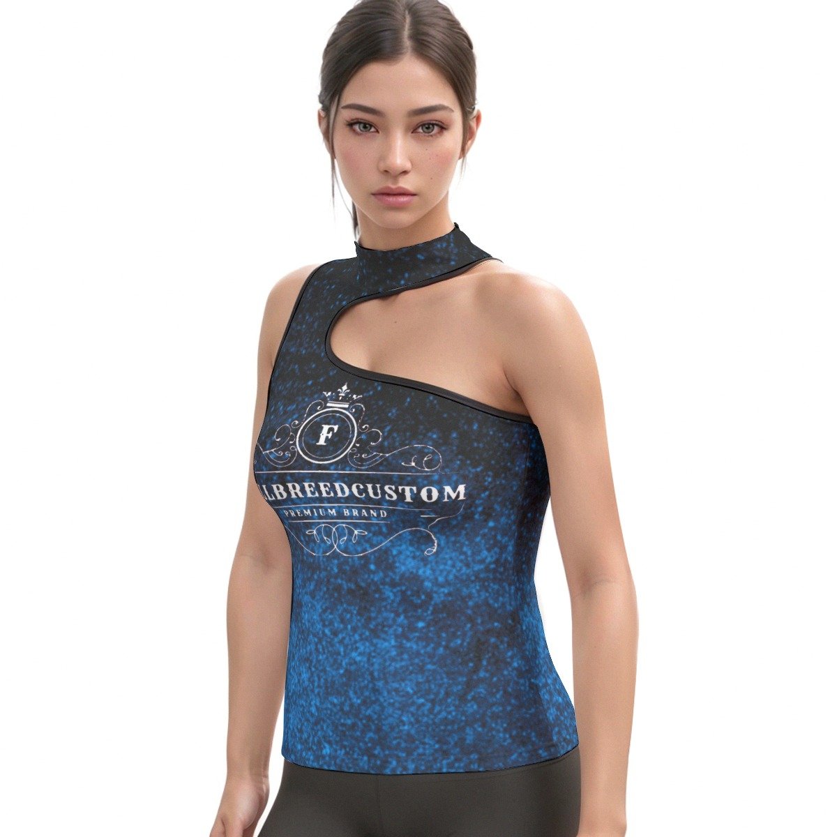 FullbreedCustom Women's Halter Sleeveless Asymmetrical Tank Top - Image 2