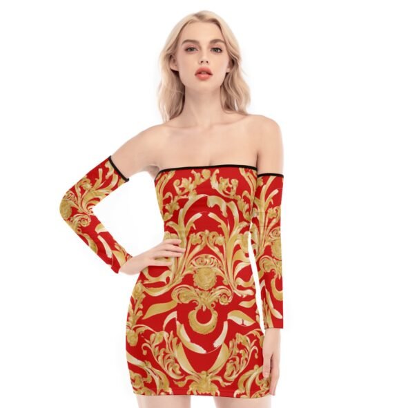 fullbreedcustom Print Women's Off-shoulder Back Lace-up Dress