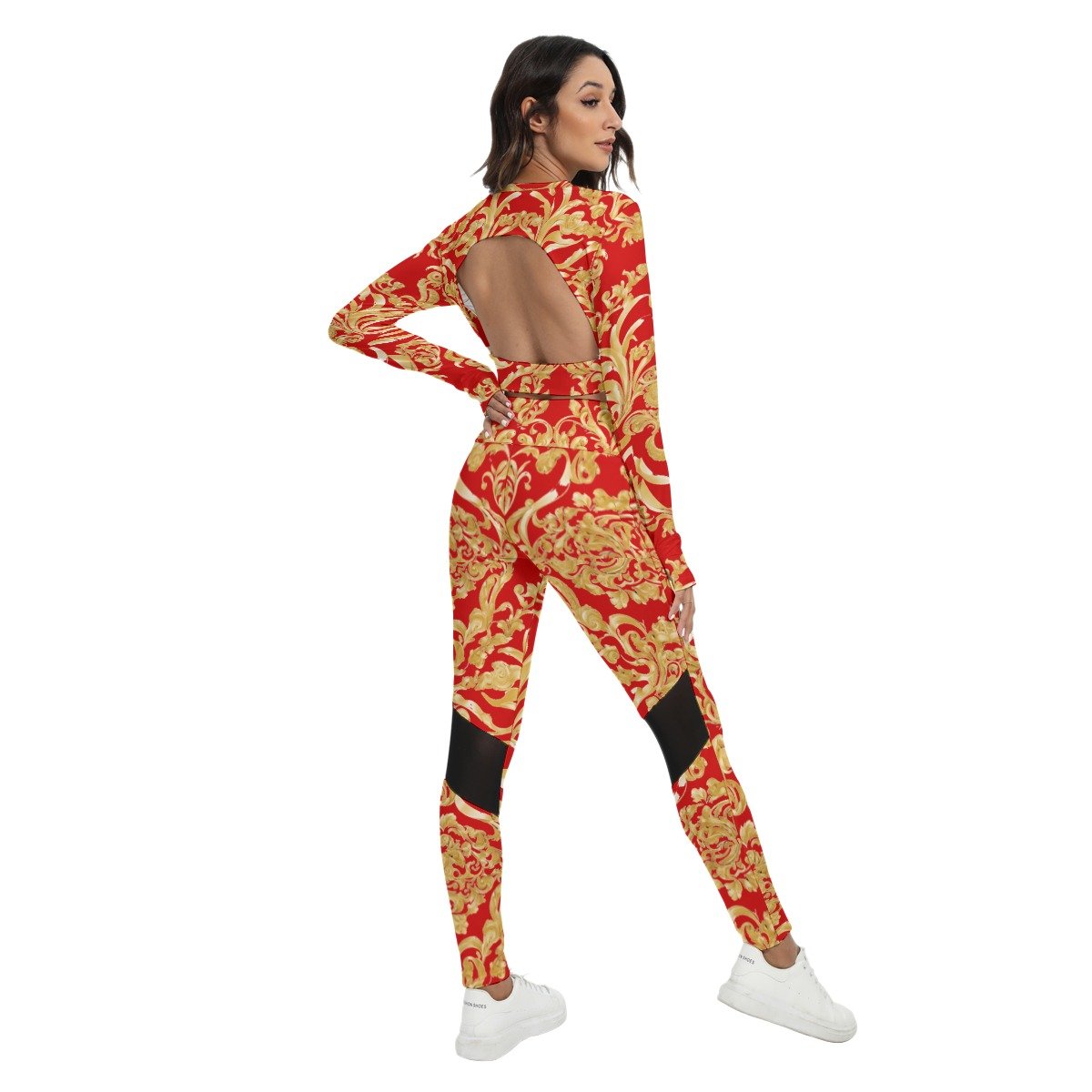 fullbreedcustom Print Women's Sport Set With Backless Top And Leggings - Image 4