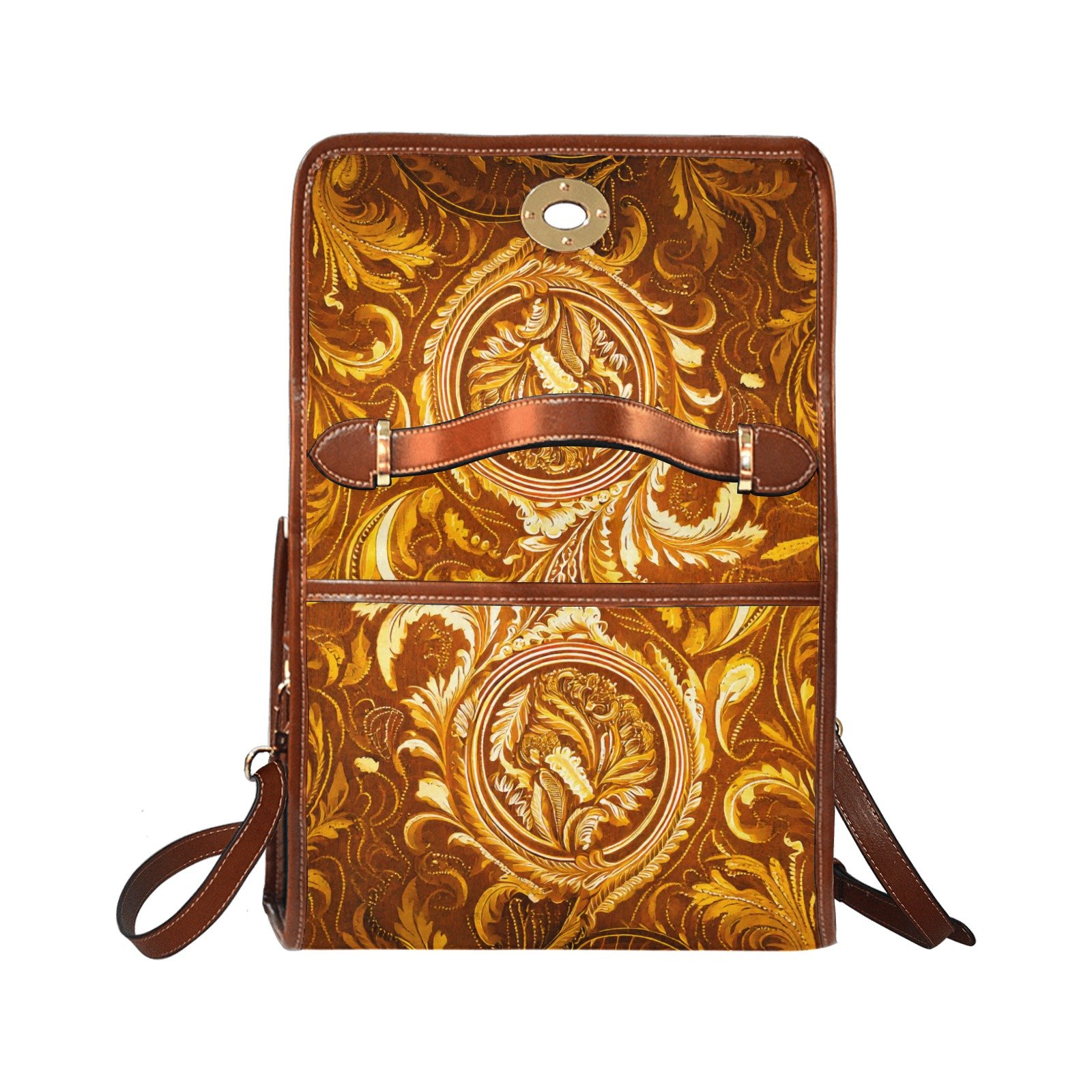 fullbreedcustom Waterproof Canvas Bag-Brown (All Over Print) (1641) - Image 6