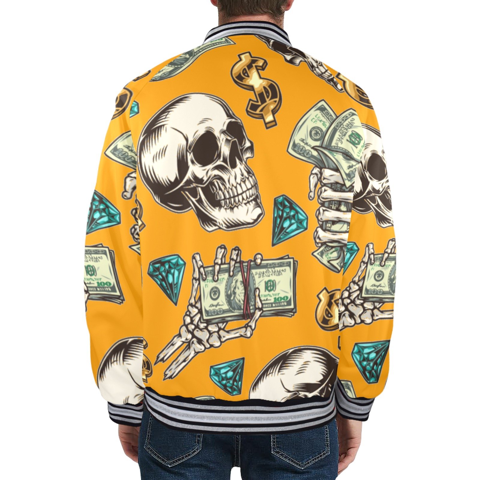 New Men's Striped Trim Bomber Jacket - Image 3