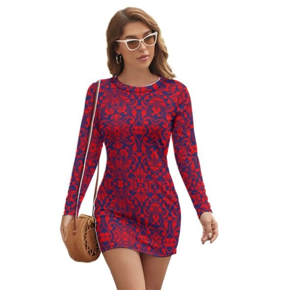 FullbreedCustom  Women's Long Sleeve Round Neck Slim Dress