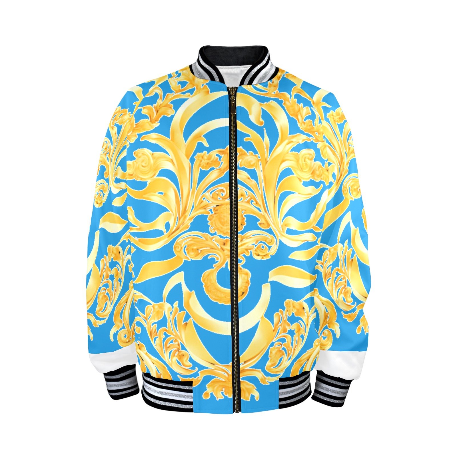 fullbreedcustom New Men's Striped Trim Bomber Jacket - Image 4