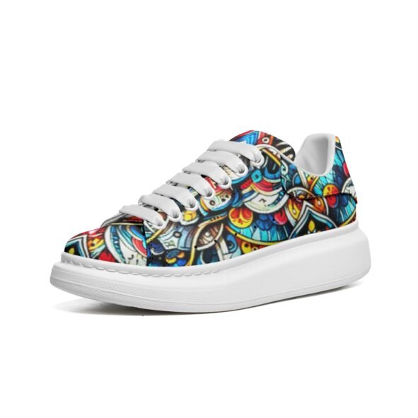 Unisex Non Slip Lace Up Faux Leather Sneakers