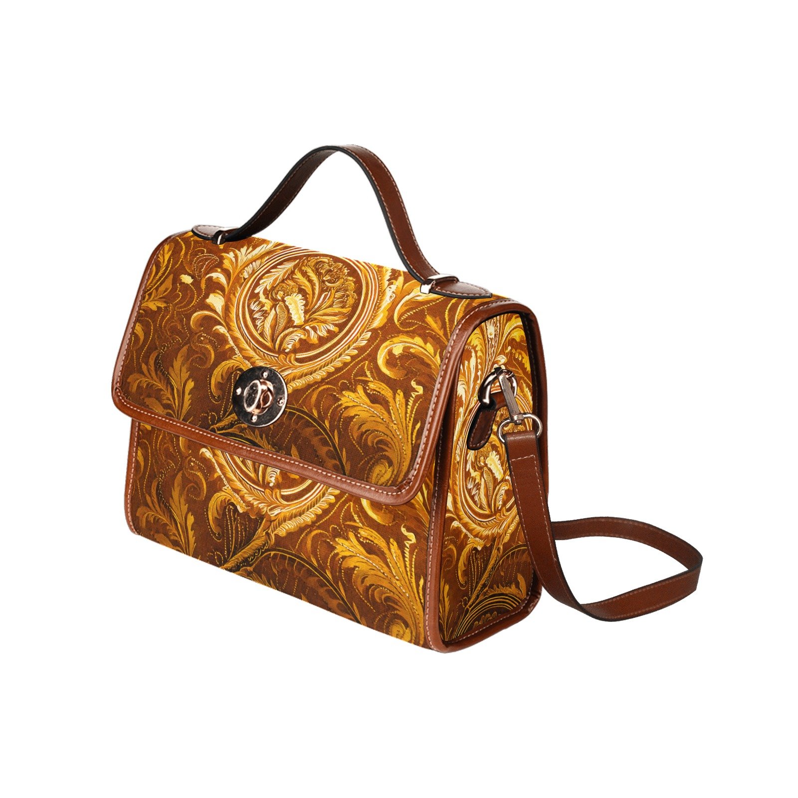 fullbreedcustom Waterproof Canvas Bag-Brown (All Over Print) (1641) - Image 4