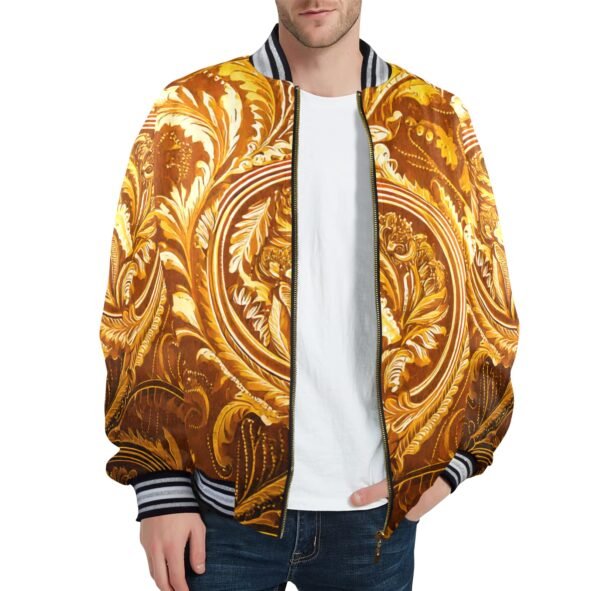 fullbreedcustom New Men's Striped Trim Bomber Jacket