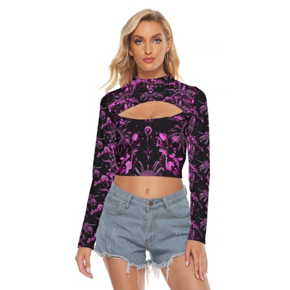 fullbreedcustom Print Women's Hollow Chest Keyhole Tight Crop Top