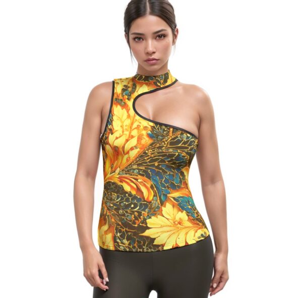 fullbreedcustom Print Women's Halter Sleeveless Asymmetrical Tank Top