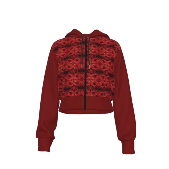 fullbreedcustom Print Women's Crop Top Hoodie With Zipper Closure