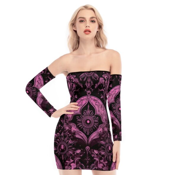 fullbreedcustom Print Women's Off-shoulder Back Lace-up Dress