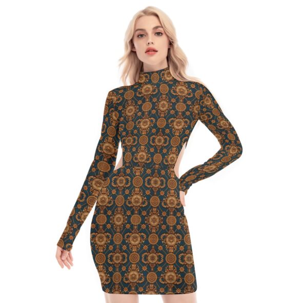 Fullbreedcustom Print Women's Waist Hollow Hip Dress
