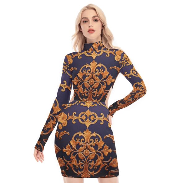 fullbreedcustom Print Women's Waist Hollow Hip Dress