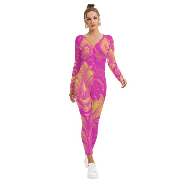 fullbreedcustom Print Women's Plunging Neck Jumpsuit
