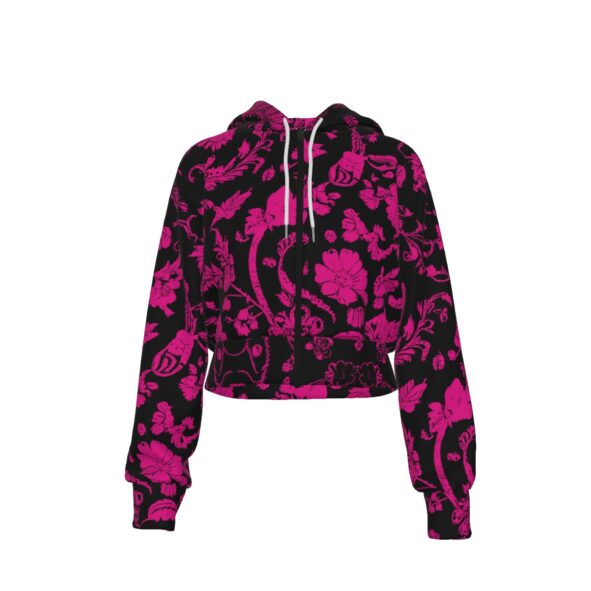 fullbreedcustom Print Women's Crop Top Hoodie With Zipper Closure
