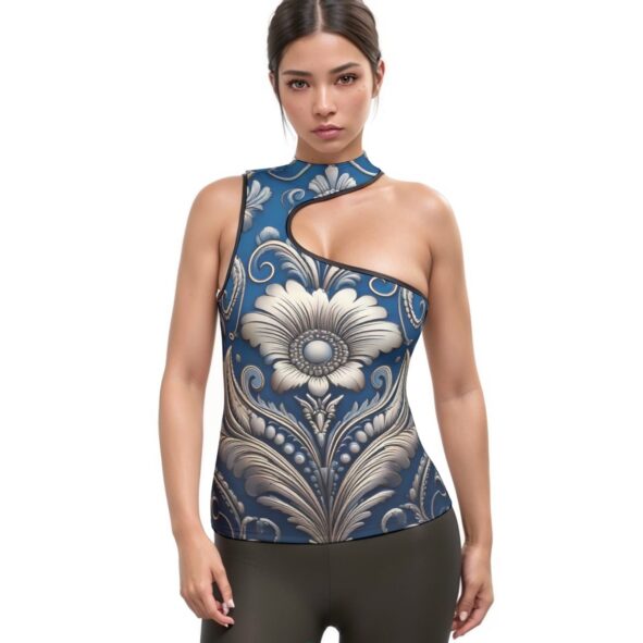 fullbreedcustom Women's Halter Sleeveless Asymmetrical Tank Top