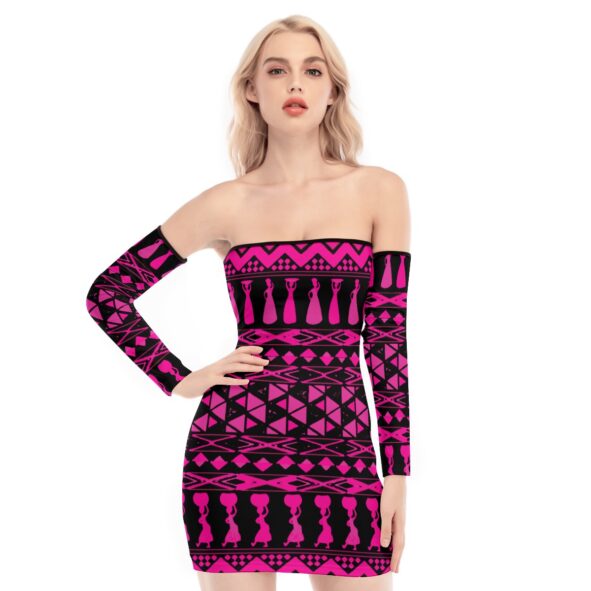 fullbreedcustom Print Women's Off-shoulder Back Lace-up Dress