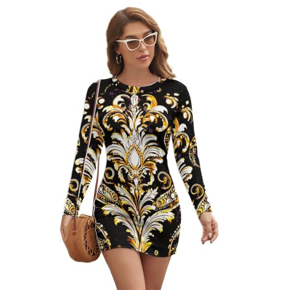 FullbreedCustom Women's Long Sleeve Round Neck Slim Dress
