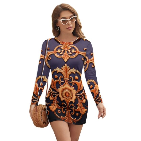 FullbreedCustom Women's Long Sleeve Round Neck Slim Dress