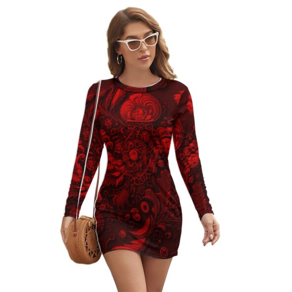 FullbreedCustom Women's Long Sleeve Round Neck Slim Dress