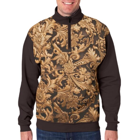 All-Over Print Men's Hidden Half-Zip Placket Hoodie