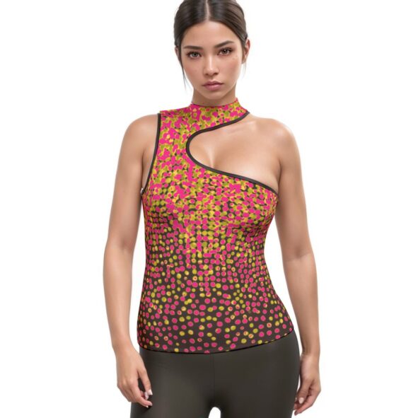 bellabreed Print Women's Halter Sleeveless Asymmetrical Tank Top