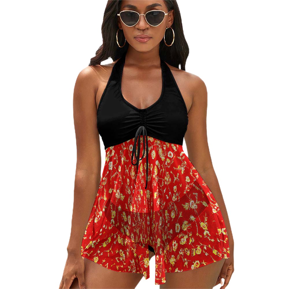 Bellabreed Black Leopard Print Split Skirt Swimsuit - Image 4