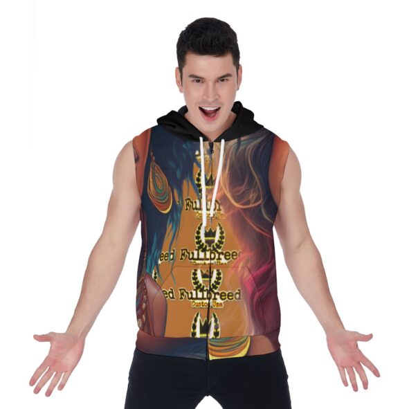All-Over Print Men's Zipper-Up Sleeveless Hoodie