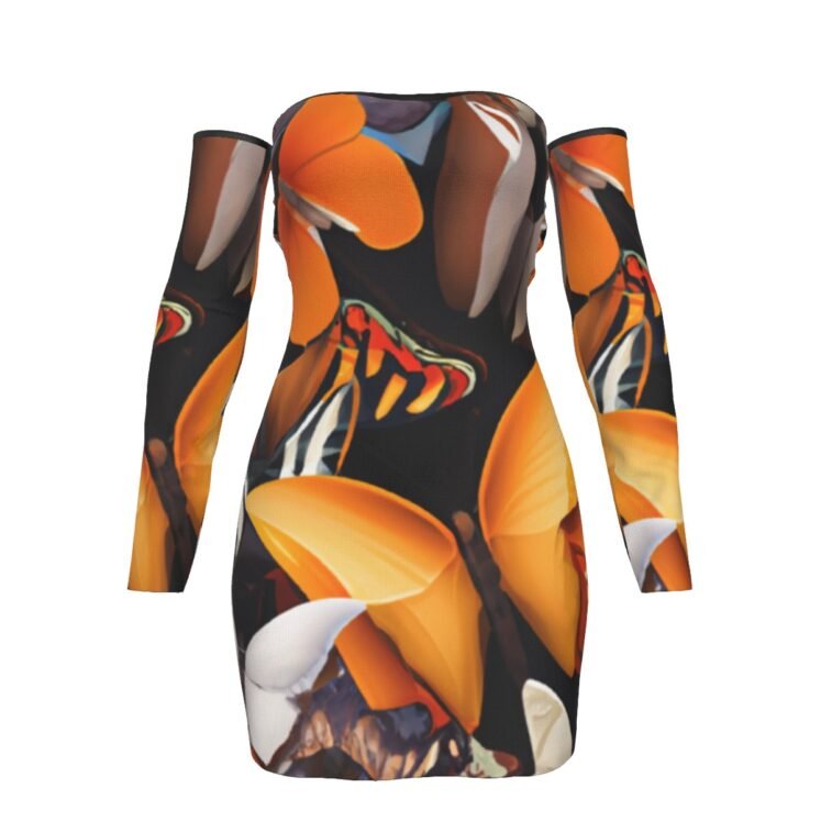 FullbreedCustom Print Women's Off-shoulder Back Lace-up Dress