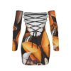 FullbreedCustom Print Women's Off-shoulder Back Lace-up Dress - Image 2