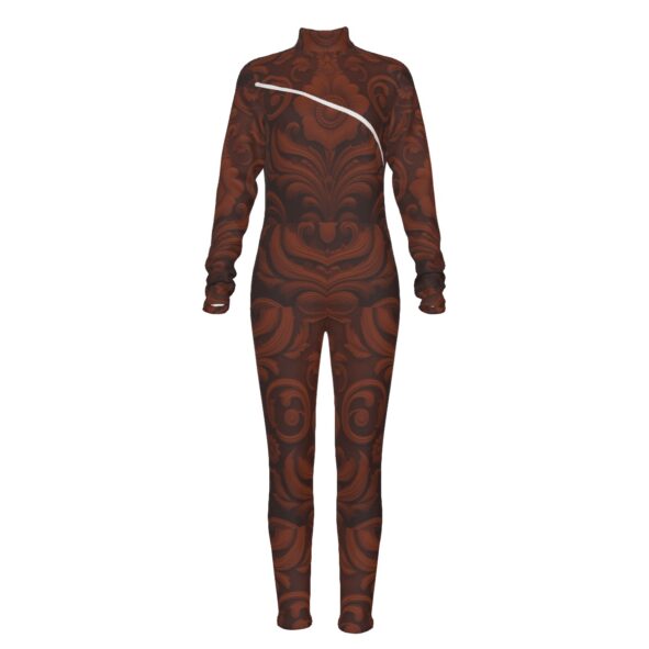 FullbreedCustom Print Women's Long-sleeved High-neck Jumpsuit With Zipper