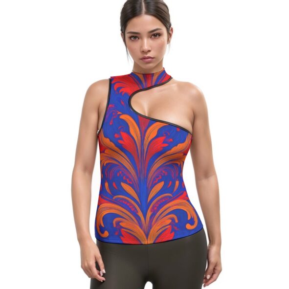 FullbreedCustom Print Women's Halter Sleeveless Asymmetrical Tank Top