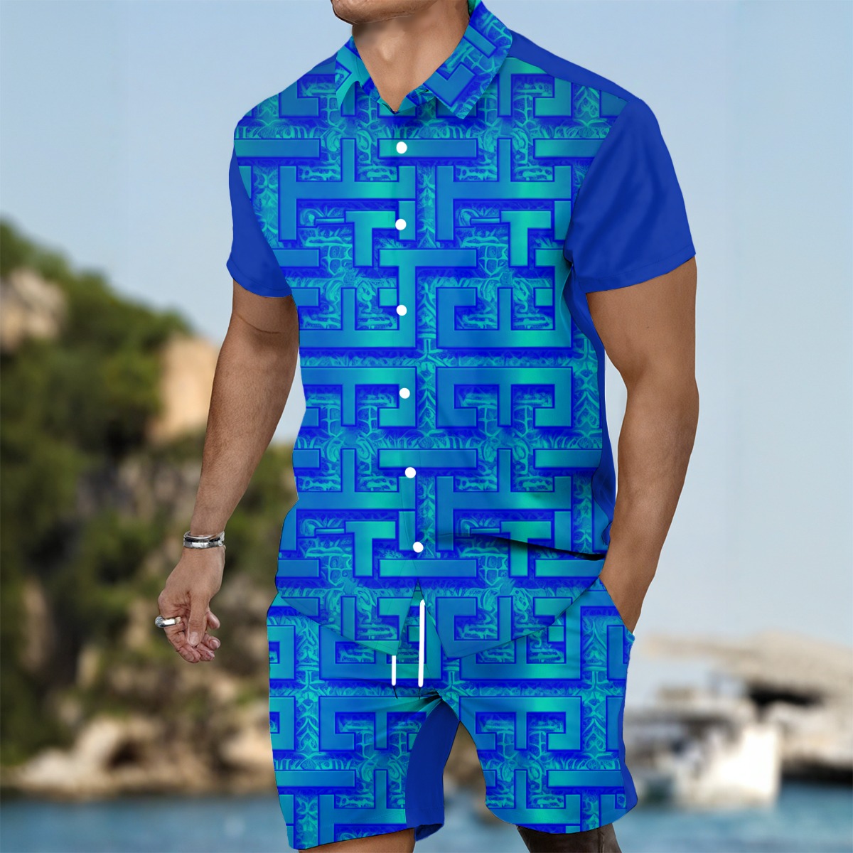 FullbreedCustom Print Men's Summer Shirt Set