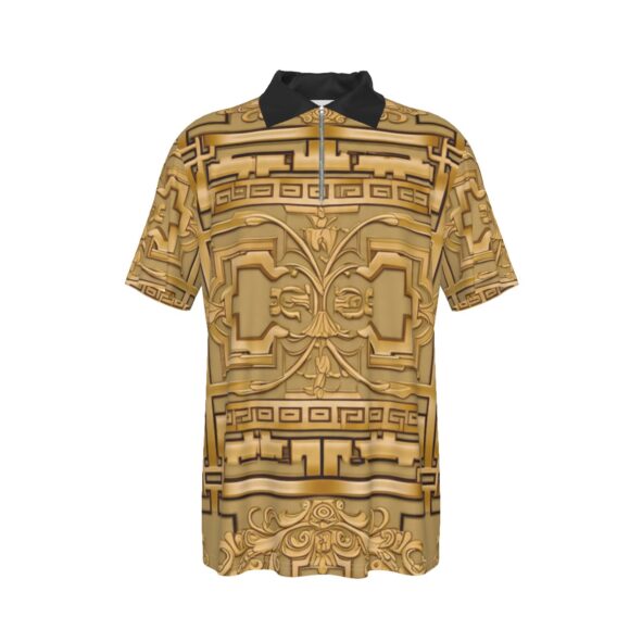 FullbreedCustom Print Men's Lapel Zip Short Sleeve POLO