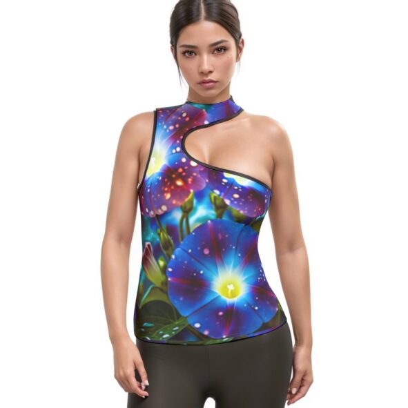 FullbreedCustom  Print Women's Halter Sleeveless Asymmetrical Tank Top