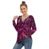 FullbreedCustom  Print Women's Long Sleeve Neckline Tie Sweatshirt - Image 3