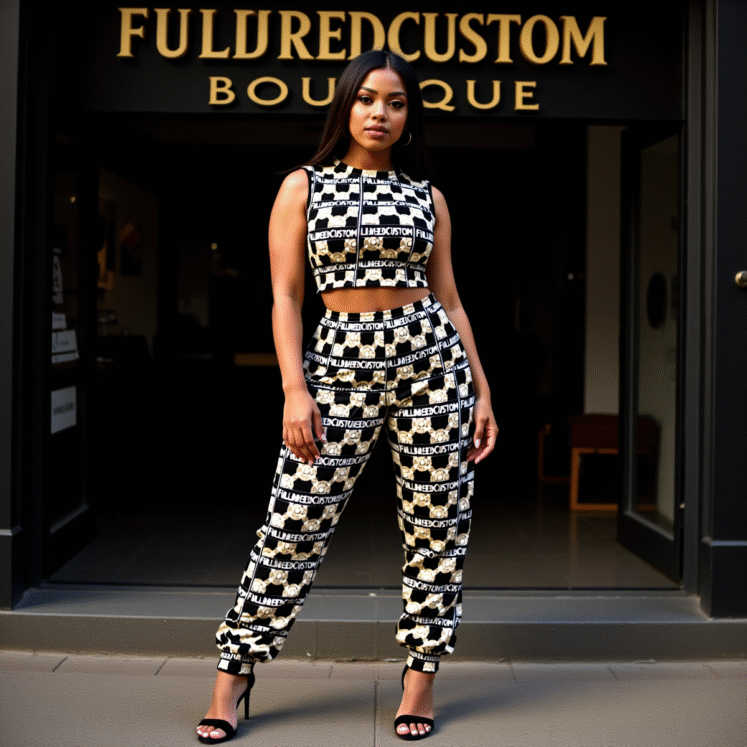 All-Over Print Women's Crop Sweatshirt Suit