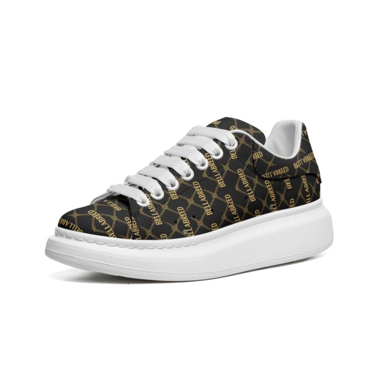 Bellabella Unisex Non Slip Lace Up Faux Leather Sneakers