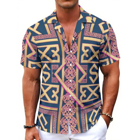 FullbreedCustom Print Men's Hawaiian Shirt With Button Closure