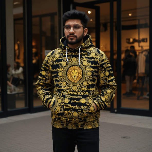 FullbreedCustom  Print Men's Heavy Fleece Zip Up Hoodie