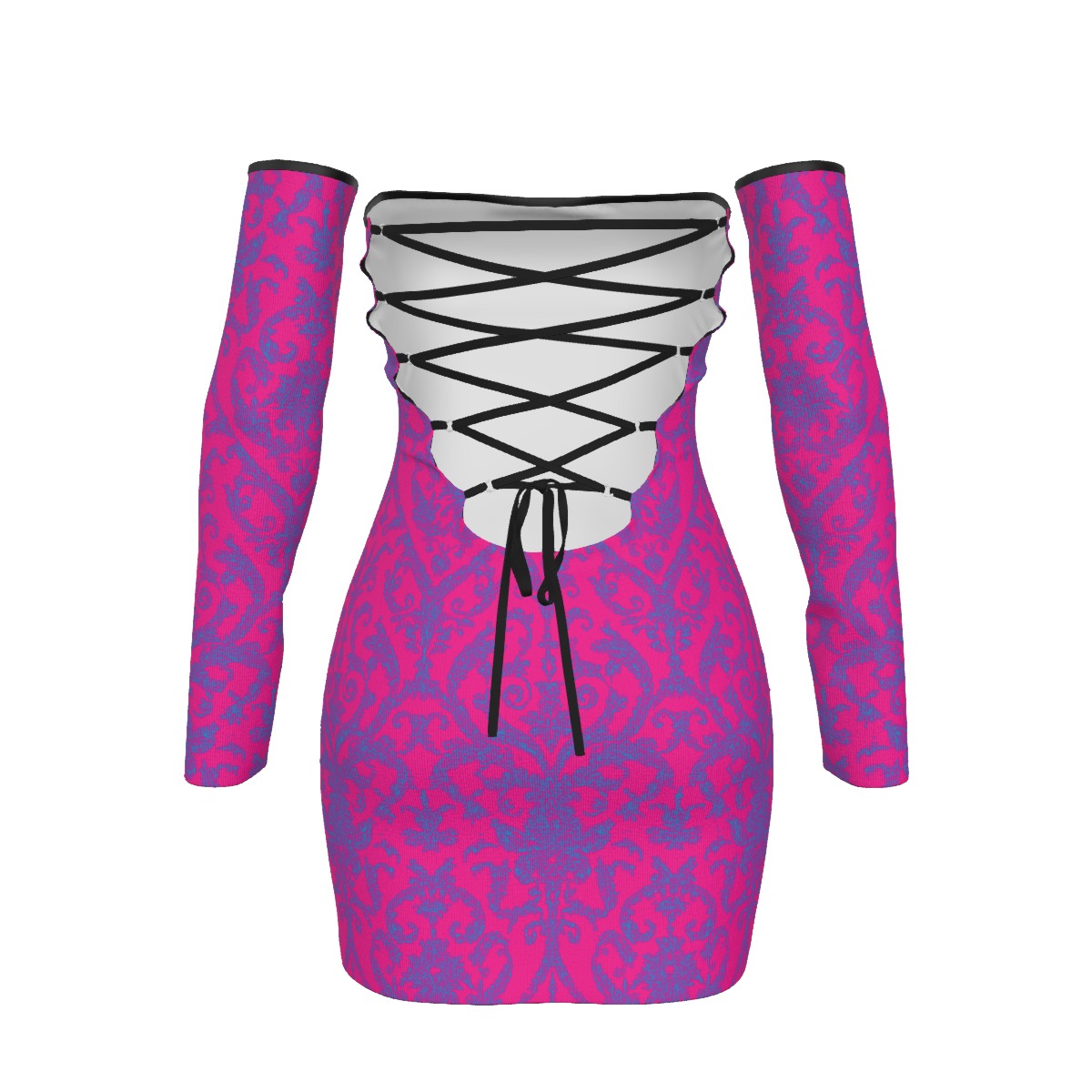 FullbreedCustom Print Women's Off-shoulder Back Lace-up Dress - Image 2