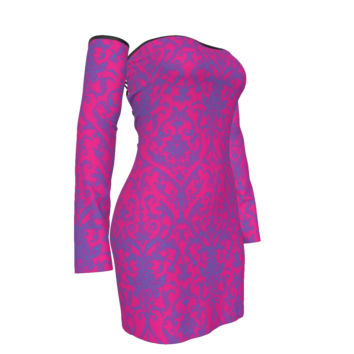 FullbreedCustom Print Women's Off-shoulder Back Lace-up Dress - Image 3